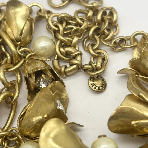 J. Crew Gold Pearl and Jeweled Dangles Necklace - Picture 2 of 4